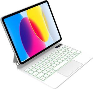 BONAEVER Keyboard Case for iPad 10th Generation  Magic Keyboard with Trackpad, 7 Colors Backlit, Lightweight, Auto Sleep/Wake Compatible with iPad 10.9 inch 10th Generation Case with Keyboard White