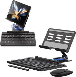 BONAEVER for Samsung Galaxy Z Fold 6 5 4 Stand and Keyboard Mouse, Portable Detachable Bluetooth Keyboard, Foldable Adjustable Tablet Stand Holder for Desk, with Wireless Mouse and Pen