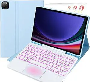BONAEVER Keyboard Case for iPad Air 13 Inch M3 2025 M2 2024, iPad Pro 12.9 6th 2022/5th 2021/4th 2020/3rd 2018 Gen, Detachable Bluetooth Keyboard with Trackpad 7 Colors RGB Backlit, Pencil Holder