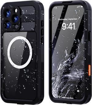 BONAEVER for iPhone 16 Pro Max Waterproof Case Compatible with MagSafe, Magnetic Waterproof Full Body IP68 Underwater Case Built-in Screen Protector Dropproof Dustproof Shockproof Cover