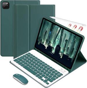 Keyboard Case with Mouse for iPad Air 13 inch M3 M2 2025 2024 / iPad Pro 12.9 inch 6th 5th 4th 3rd Generation 2022 2021 2020 2018 - Wireless Detachable Keyboard- Pencil Holder Dark Green