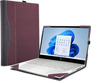 Cover Case for 15.6'' HP Envy x360 2-in-1 Laptop 15t-fe 15-fh 15z-fh 15-fe 15-ew 15t-ew 15z-ey & HP Pavilion x360 Convertible 15t-dw 15-er,PU Leather Protective Shell Detachable Laptop Bag Wine Red