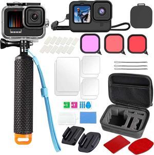 BONAEVER Accessories Kit for GoPro Hero 13 Black 60M Waterproof Housing Case with Underwater Float Handle Silicone Sleeve Lens Cap Screen Protectors Dive Filters Anti-Fog Inserts Carrying Case