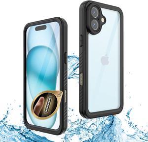 BONAEVER for iPhone 16 Plus Case Waterproof with Camera Control Capture Button, IP68 Underwater, Full Heavy Duty Protection, Built-in Screen Protector, Shockproof Dropproof Phone Cover, Black