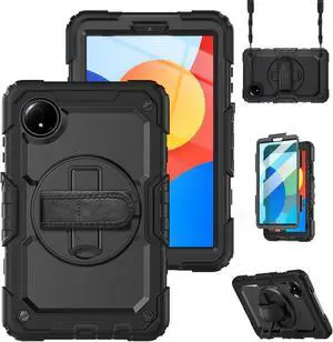 BONAEVER Case for Xiaomi Redmi Pad SE 8.7 inch 2024, Shockproof Cover with Built-in Screen Protector 360 Rotate Stand Hand Strap Shoulder Strap Pencil Holder