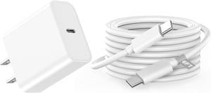 BONAEVER 20W USB C Fast Charger for iPhone 16/16 Plus/16 Pro/16 Pro Max/15/15 Plus/15 Pro/15 Pro Max, iPad Pro, PD 20W Type C iPhone 16 Pro Max Charger Fast Charging with 6FT USB C to C Charging Cable