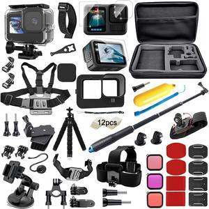 BONAEVER Accessories Kit for Gopro Hero 13 Black Accessory Bundle Waterproof Housing Case Filter Silicone Protector Lens Screen Tempered Glass Head Chest Strap Mount Set for Gopro13 HERO13