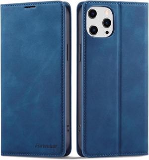 BONAEVER Case for iPhone 16 Pro Max 6.9 inch Premium PU Leather Phone Cover with Card Holder Stand, Shockproof Flip Wallet Cover Blue