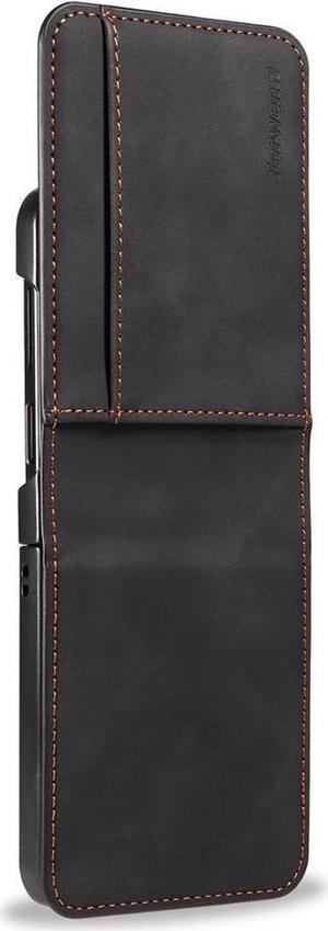 BONAEVER Case for Samsung Galaxy Z Flip 6 5G Premium PU Leather Phone Cover with Card Holder Stand, Shockproof Flip Wallet Cover