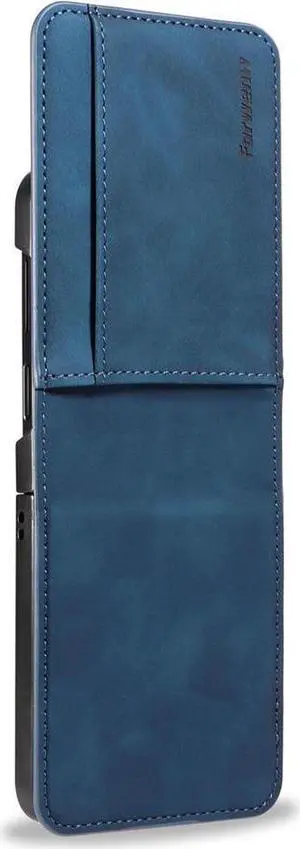 BONAEVER Case for Samsung Galaxy Z Flip 6 5G Premium PU Leather Phone Cover with Card Holder Stand, Shockproof Flip Wallet Cover Blue