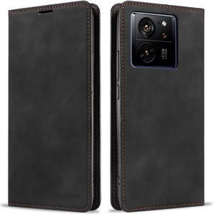 BONAEVER Case for Xiaomi 13T / 13T Pro 5G Premium PU Leather Phone Cover with Card Holder Stand, Shockproof Flip Wallet Cover