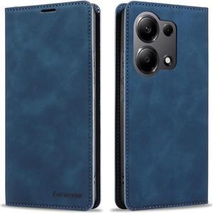 BONAEVER Case for Xiaomi RedMi Note 13 Pro 4G (Not fit 5G) Premium PU Leather Phone Cover with Card Holder Stand, Shockproof Flip Wallet Cover Blue