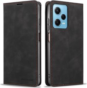 BONAEVER Case for Xiaomi Redmi Note 12 5G (Not fit 4G) Premium PU Leather Phone Cover with Card Holder Stand, Shockproof Flip Wallet Cover