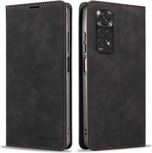 BONAEVER Case for Xiaomi Redmi Note 11 / Xiaomi Redmi Note 11S 4G Premium PU Leather Phone Cover with Card Holder Stand, Shockproof Flip Wallet Cover