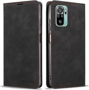 BONAEVER Case for Xiaomi Redmi Note 10 4G (Not fit 5G) / Redmi Note 10S Premium PU Leather Phone Cover with Card Holder Stand, Shockproof Flip Wallet Cover