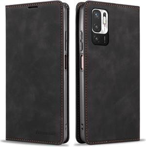 BONAEVER Case for Xiaomi Redmi Note 10 5G / Redmi Note 10T 5G / Poco M3 Pro 5G / Poco M3 Pro Premium PU Leather Phone Cover with Card Holder Stand, Shockproof Flip Wallet Cover