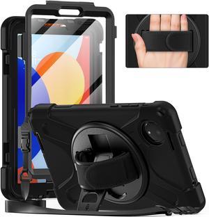 BONAEVER Case for Xiaomi Redmi Pad SE 8.7 inch 2024, Shockproof Cover with Screen Protector Pencil Holder, 360° Rotating Hand Strap & Stand & Shoulder Strap