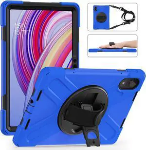 BONAEVER Case for Xiaomi Redmi Pad Pro 12.1 Inch 2024 / Xiaomi Poco Pad 12.1" Shockproof Cover with Screen Protector Pencil Holder, 360° Rotating Hand Strap & Stand & Shoulder Strap Blue