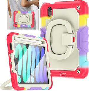 BONAEVER Case for iPad Mini 7 (A17 Pro) 2024 / iPad Mini 6 8.3'' with Screen Protector Pencil Holder [360 Rotating Hand Strap] &Stand, Drop-Proof Shockproof Cover for iPad Mini 7th/6th Generation 8.3"