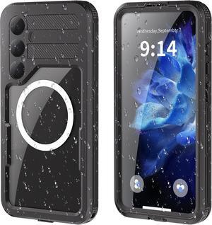 BONAEVER For Samsung Galaxy S25 Plus Waterproof Case with Magnetic Magsafe Charging,IP68 Waterproof Case for Samsung S25 Plus Case Phone Cover with Screen Protector Cover Black