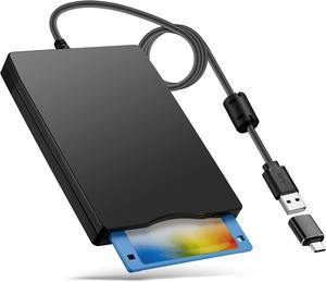 BONAEVER Floppy Disk Reader, 3.5 inch External USB Type C Floppy Disk Drive for PC, Laptop and Desktop Compatible with Windows 11/10/8/7/2000/XP, Black, Frosted Texture