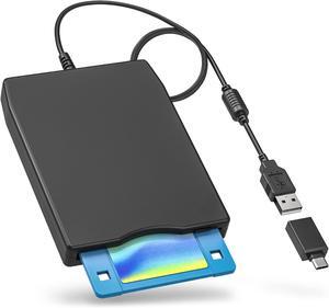 BONAEVER USB Floppy Disk Drive, Floppy Disk Reader 3.5 inch Portable USB External 1.44MB FDD Diskette Drive for Windows 11/10/8/7/2000/XP/Vista PC Laptop, Plug and Play (Black)