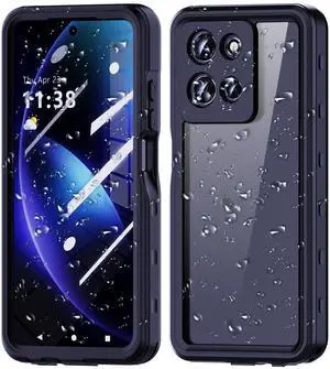 BONAEVER for Motorola Moto G 5G 2024 Waterproof Case, Dustproof Shockproof Cover with Built-in Screen Protector, Full Body Underwater Protective Phone Cover Black