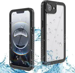 BONAEVER for iPhone 16e Case Waterproof [IPX8 Underwater Case][Full Body Shockproof & Military Dropproof] Clear Sound Quality Built-in Screen Protector for iPhone 16e 6.1 inch 2025 - Black
