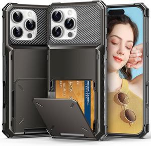 BONAEVER Compatible with iPhone 16 Pro Max Case with Card Holder [Store 5 Cards] Heavy Duty Dual Layer Shockproof Wallet Case with Hidden Card Slot Large Storage Cover for Men & Women 6.9 inch