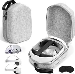 BONAEVER Hard Carrying Case Compatible with Oculus Meta Quest 3S/Quest 3/Quest 2 Official Original/Elite Strap Version VR Headset and Touch Controller Accessories, Suitable for Travel and Home Storage