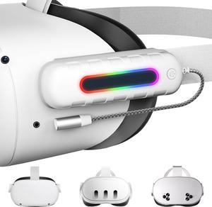 BONAEVER Battery Pack for Meta Quest 2 / Quest 3 / Quest 3s, 5000mAh Extended Power with Multi-Colors RGB Lights, Lightweight and Portable VR Extend Power Accessories for Extra 2-4H Playtime