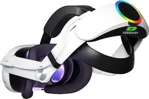 BONAEVER for Oculus Quest 3 / Quest 3S Battery Head Strap with RGB Light, Head Strap with 10000mAh Battery for Oculus Meta Quest 3 / 3s Accessories, Extend 4-6 Hours Playtime Enhanced Support
