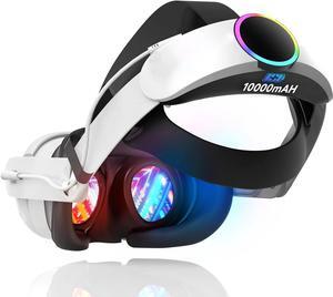 BONAEVER RGB Head Strap with Battery for Meta/Oculus Quest 3/Quest 3S, 10000mAh Battery Pack for Extended 8H of Playtime, Fast Charging VR Power, Adjustable Elite Strap Enhanced Support and Balance