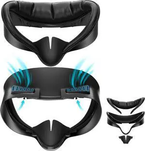 BONAEVER Facial Interface for Meta Quest 3S - Upgraded Wider PU & Ice Silk Face Cover Pads, Anti-Fog, Anti-Light Leakage VR Headset Accessories for Oculus with Lens Protector Cushion