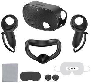 BONAEVER 7-in-1 Silicone Cover Set Compatible with Meta Quest 3s Accessories, VR Protector Face Cover Controller Grips Front Shell Headset Cover Lens Cover Joystick Caps