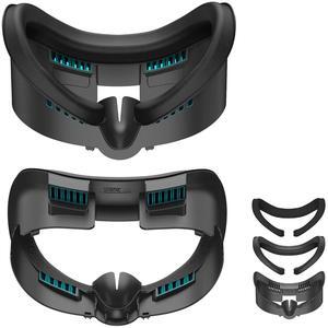 BONAEVER Facial Interface and Face Pad Cover for Meta Quest 3 Accessories, Ice Silk Cotton & Soft PU Leather Face Pad Compatible with Oculus Quest 3, Light-Blocking Nose Pad and Air-Circulation Design