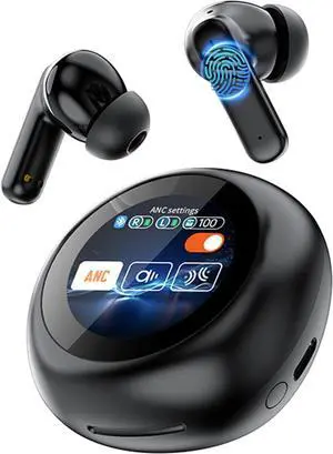 BONAEVER Wireless Earbuds, Touch Screen Bluetooth 5.4 Ear Buds, ACN/ENC Noise Cancelling Earphones, IPX5 Waterproof In Ear HiFi Sound Stereo Wireless Heardphones for Laptop Pad Android/iOS Phones