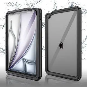 BONAEVER Waterproof Case for iPad Air 13 Inch Case M3 2025 / M2 2024, IP68 360 Full-Body Ultra-Thin, Built-in Screen Protector, Shockproof Dust/Snow Proof Cover, Black