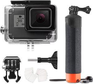 BONAEVER 148FT/40M Underwater Waterproof Protective Case Shell Compatible for GoPro Hero 2018/7/6/5 Black,Monopod Floating Hand Grip Selfie Stick for Go Pro Hero7 Hero6 Hero5 Black Accessories Kit