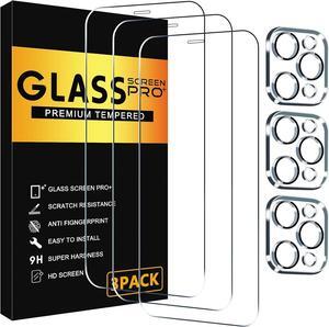 BONAEVER 3 Pack Screen Protector for iPhone 12 Pro Max with 3 Pack Camera Lens Tempered Glass Protector, 6.7 Inch HD Clear Tempered Glass Film 9H Hardness, Scratch Resistent, No Air Bubbles