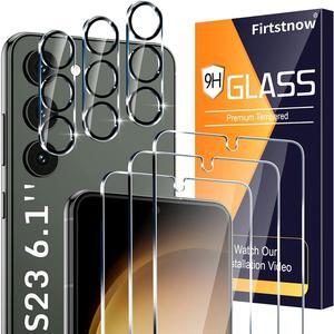 BONAEVER 3 Pack Glass Screen Protector for Samsung Galaxy S23 [6.1 inch] + 3 Pack Camera Lens Protector, 9H Tempered Glass, Fingerprint Unlock, HD Clear Case Friendly Anti-Scratch