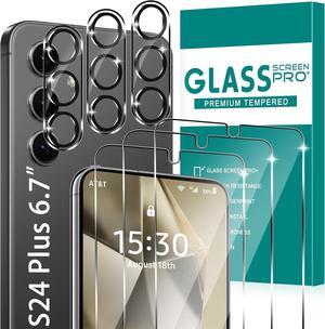 BONAEVER [3+3 Pack] Glass Screen Protector for Samsung Galaxy S24 Plus with Camera Lens Protector, 3D Curved, 6.7 inch 9H Tempered Glass for Samsung Galaxy S24+ 5G Glass Screen Protector