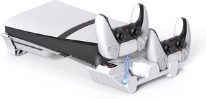 BONAEVER Horizontal Cooling Station for PS5 Slim/Pro Disc/Digital Edition with Controller Charger, 3-Level Cooling Fan Station Stand for PlayStation 5 Slim/Pro Console (NOT Fit 2020 PS5)