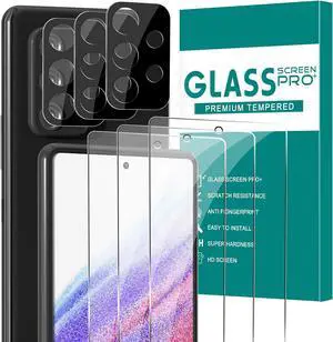 BONAEVER [3+3 Pack] Glass Screen Protector for Samsung Galaxy A53 with Camera Lens Protector, 3D Curved, 6.5 inch 2022 9H Tempered Glass for Galaxy A53 Glass Screen Protector