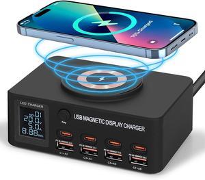 BONAEVER 100W 8-Port Multiple USB Charger Station,Fast Charging Station for Multi Devices with Smart Port & Safety Protection,USB Charging Station Compatible with Phones, Tablets, Laptops