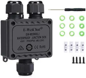 BONAEVER Junction Box Outdoor Waterproof Electrical Box, 5-14mm, 3 Way Plug Line Plastic External Junction Box, Electric Power Cord Boxes Suitable for Outdoor Lights, Landscape Lighting (3way)