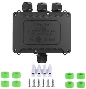 BONAEVER 4-Way XL Waterproof Outdoor Junction Box, IP68 Rated, Suitable for Underground & 5-12mm Electrical Connections