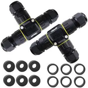 BONAEVER IP68 Waterproof Cable Connector 3-Channel 3-Poles, Outdoor Waterprrof Junction Box Connector,Ideal for 2 or 3 Pin Cables Ø4-12mm,Use for Outdoor Billboards,Tunnel Lights,Road Landscape Lights