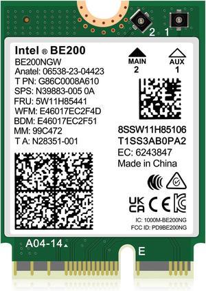 WiFi 7 Wireless Card Intel BE200NGW, Bluetooth 5.4, 5800Mbps M.2/NGFF Network Support Windows 10/11 (64bit), Linux. (AMD is not Supported). Ideal for WiFi7/WiFi6E/WiFi6/WiFi5 Router and Wireless AP
