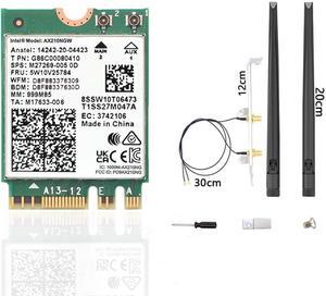 BONAEVER WiFi 6E AX210 NGW Wireless Card, Expand to Tri-Band 6GHz/5GHz/2.4GHz M.2 NGFF Wireless Bluetooth 5.3, AX210 WiFi Chip, Includes Ipex Cable, 8dBi Antennas and Brackets Support Windows 10/11